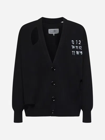 Mm6 Maison Margiela Black Cut Outs Cardigan