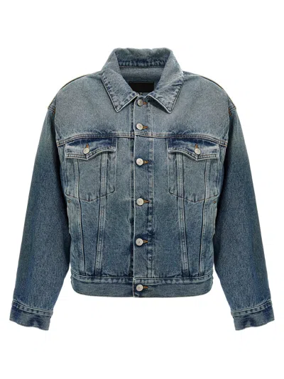 Mm6 Maison Margiela Cut-out Denim Jacket In Blue
