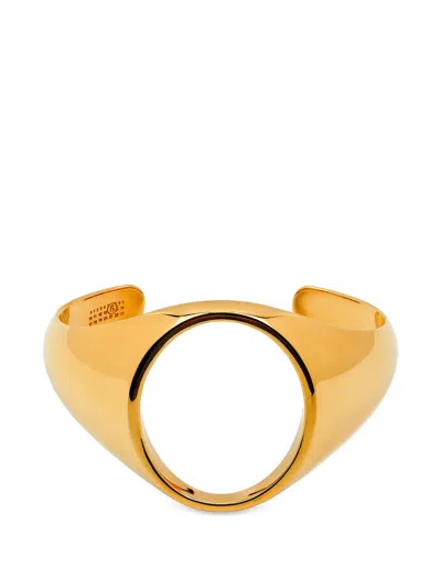 Mm6 Maison Margiela Cut-out Rigid Bracelet In Gold