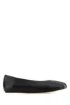 Mm6 Maison Margiela Mm6 By Maison Margiela Square Toe Ballerina Flats With Logo Stitching In Black