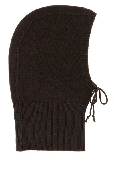 Mm6 Maison Margiela Dark Brown Wool Blend Balaclava In Black