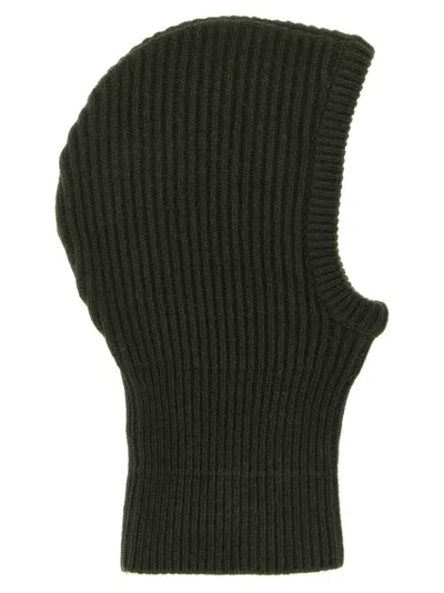 Mm6 Maison Margiela Dark Green Knitted Winter Hat In White