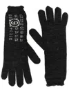 Mm6 Maison Margiela Dark Grey Numeric Signature Mm6 Gloves In Black