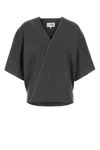 Mm6 Maison Margiela Dark Grey Wool Top In Gray