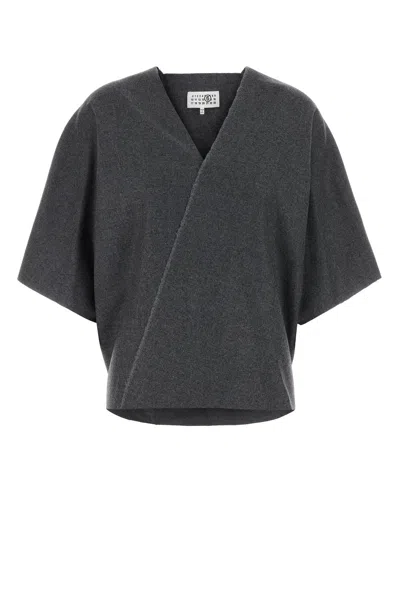 Mm6 Maison Margiela Dark Grey Wool Top In Gray