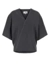 Mm6 Maison Margiela Dark Grey Wool Top In Gray