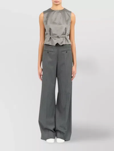 MM6 MAISON MARGIELA DARTED PEPLUM SATIN SLEEVELESS TOP