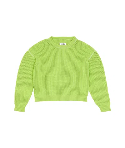 Mm6 Maison Margiela Decorative-stitching Chunky-knit Jumper In Green