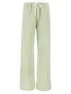 Mm6 Maison Margiela Elastic Waistband Wide Leg Trousers With Back Pocket In Green