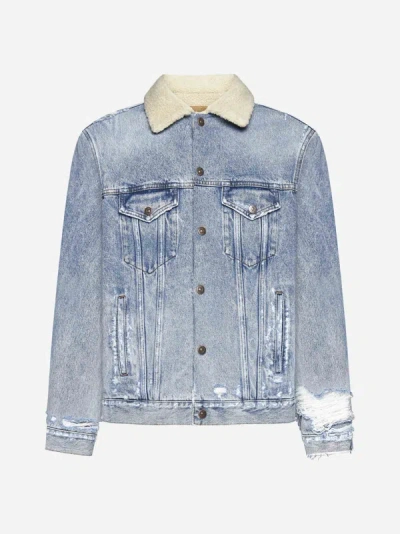 Mm6 Maison Margiela Distressed Denim Jacket In Blau