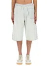 Mm6 Maison Margiela Oversize Knee Length Denim Bermuda Shorts In Denim