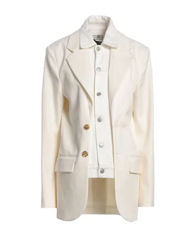 Mm6 Maison Margiela Denim Blazer In White
