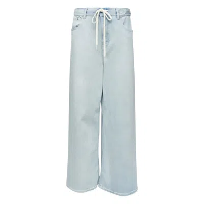 Mm6 Maison Margiela Drawstring Wide Leg Jeans In Blue