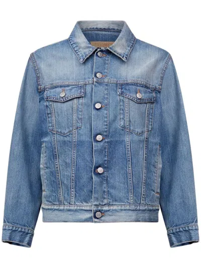MM6 MAISON MARGIELA DENIM BLUE JACKET WITH A WORN EFFECT