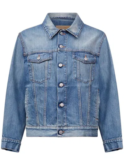 Mm6 Maison Margiela Denim Blue Jacket With A Worn Effect