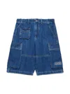 Mm6 Maison Margiela Medium Blue Denim Cargo Shorts In Blue
