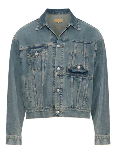 Mm6 Maison Margiela Cotton Denim Jacket Seam Detailing In Blue