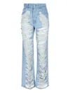 Mm6 Maison Margiela Mm6 By Maison Margiela Distressed Straight Leg Denim Jeans With White Stitching