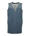 Mm6 Maison Margiela V-neck Denim Mini Dress In Blue