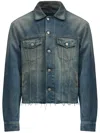 Mm6 Maison Margiela Men's Paint Splashed Denim Jacket In Blue