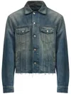 Mm6 Maison Margiela Men's Paint Splashed Denim Jacket In Blue