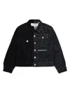 Mm6 Maison Margiela Two-tone Denim Jacket With Lettering In Black