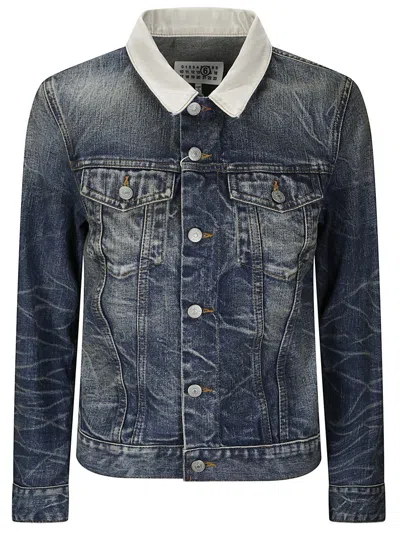 MM6 MAISON MARGIELA DENIM JACKET WITH CONTRAST COLLAR