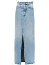 Mm6 Maison Margiela Blue Slit Denim Maxi Skirt In Blue