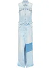 Mm6 Maison Margiela Maxi Dresses Patchwork Detail In Blue