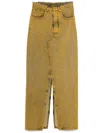Mm6 Maison Margiela Yellow Long Denim Maxi Skirt In Yellow