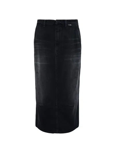 Mm6 Maison Margiela Denim Midi Skirt In Blue