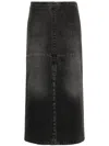 Mm6 Maison Margiela Front Slit High-waisted Midi Denim Skirt In Grey