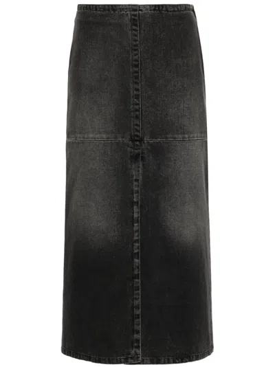 Mm6 Maison Margiela Denim Midi Skirt In Grey