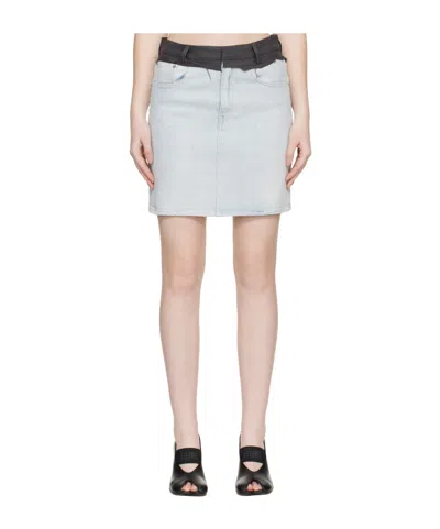 Mm6 Maison Margiela Denim Mini Skirt With Belt Loop In Blue