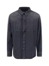 Mm6 Maison Margiela Mm6 By Maison Margiela Black Denim Shirt With Visible Stitching And Curved Hem In Black