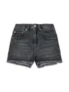 Mm6 Maison Margiela Black Denim Shorts With Raw Cut Hems In Black