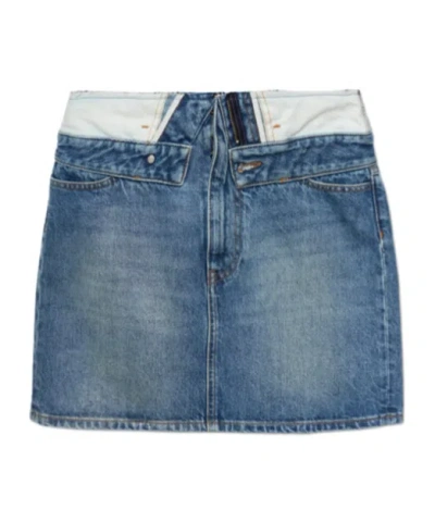 Mm6 Maison Margiela Foldover Denim Mini Skirt In Blue