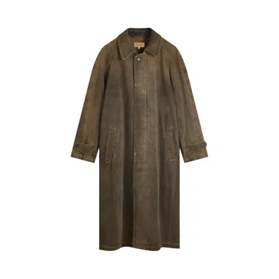 Pre-owned Mm6 Maison Margiela Denim Trench Coat 'brown' | Men's Size 52