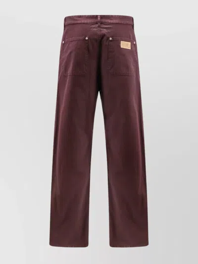 Mm6 Maison Margiela Denim Trousers Featuring Contrast Stitching In Red