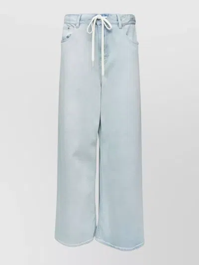 Mm6 Maison Margiela Drawstring Wide Leg Jeans In Blue