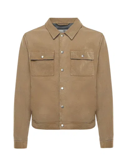 Mm6 Maison Margiela Flock Denim Trucker Jacket Sand In Brown