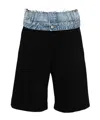 Mm6 Maison Margiela Denim-waist Track Shorts In Black