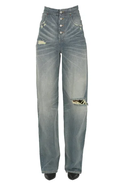 Mm6 Maison Margiela Destroyed Jeans In Blue