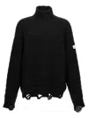 Mm6 Maison Margiela Destroyed Ribbed Sweater In Black