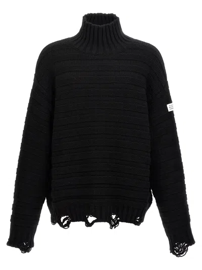 Mm6 Maison Margiela Destroyed Ribbed Sweater Sweaters And Cardigans Black