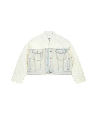 Mm6 Maison Margiela Diamond-quilted Denim Jacket In White