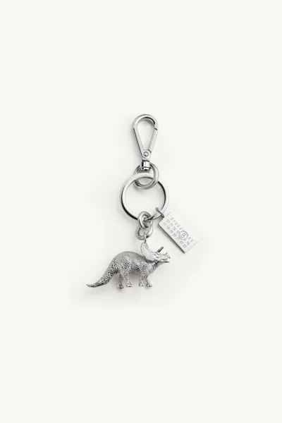 Mm6 Maison Margiela Dinosaur Charm Keyring In Palladio