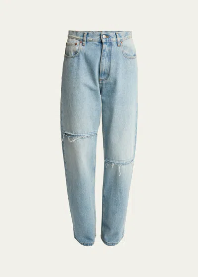 Mm6 Maison Margiela Distressed 5-pocket Jeans In Light Blue