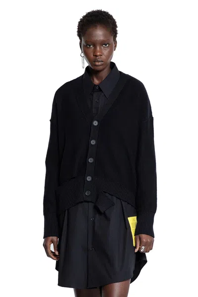Mm6 Maison Margiela Mm6 By Maison Margiela Relaxed Fit Black Wool Knit Cardigan