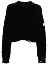 Mm6 Maison Margiela Distressed Wool Sweater In Black